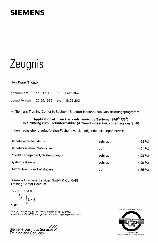 Siemens-Zeugnis